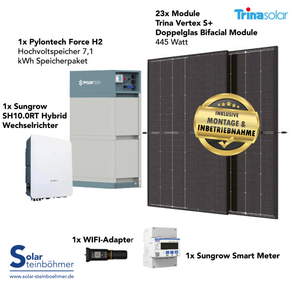 Sungrow SH10 & Pylontech 7,1kWh Speicher I Solaranlage inkl. Montage & Anmeldung
