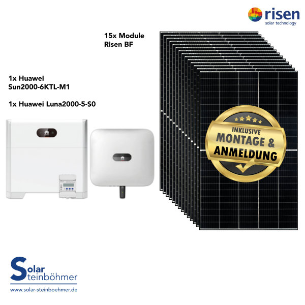 Huawei Sun 6KTL M1 & Luna 2000-5kWh Speicher I Solaranlage inkl. Montage & Anmeldung