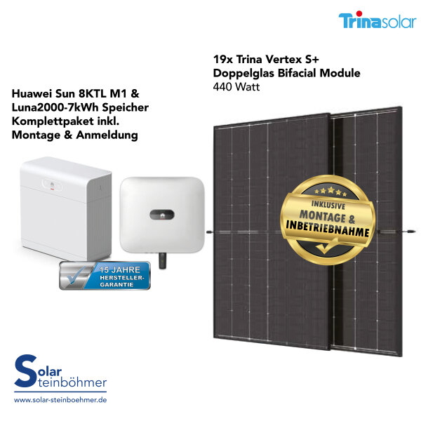 Huawei Sun 8KTL M1 & Luna 2000-7kWh Speicher I Solaranlage inkl. Montage & Anmeldung