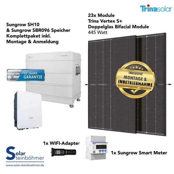 Sungrow SH10 & Sungrow SBR096 Speicher I Solaranlage inkl. Montage & Anmeldung